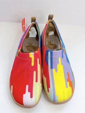 Men’s Size 10 UIN Travel Slip-On Shoes Canvas Colorful Chrome of Passion